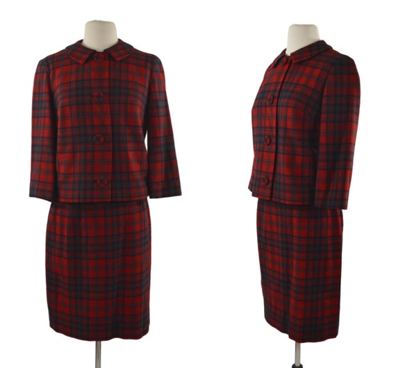 1950s/1960s Red, Green and Blue Wool Plaid Jacket… - image 1