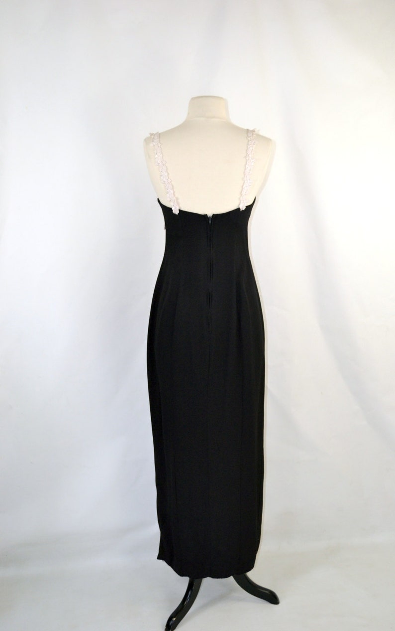 1980s Slinky Black and White Spaghetti Strap Formal Dress by - Etsy
