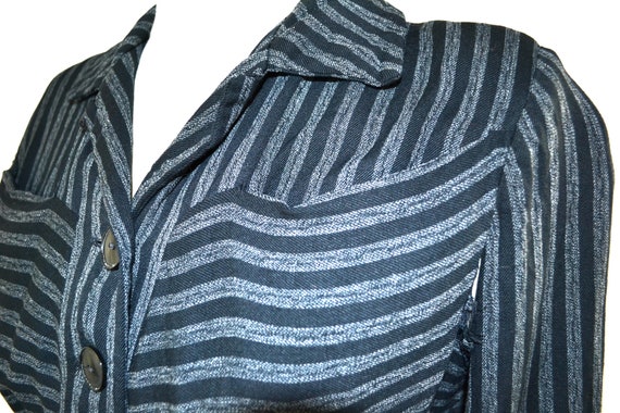 1950s/1960s Black and Gray Vertical Stripe Wiggle… - image 5