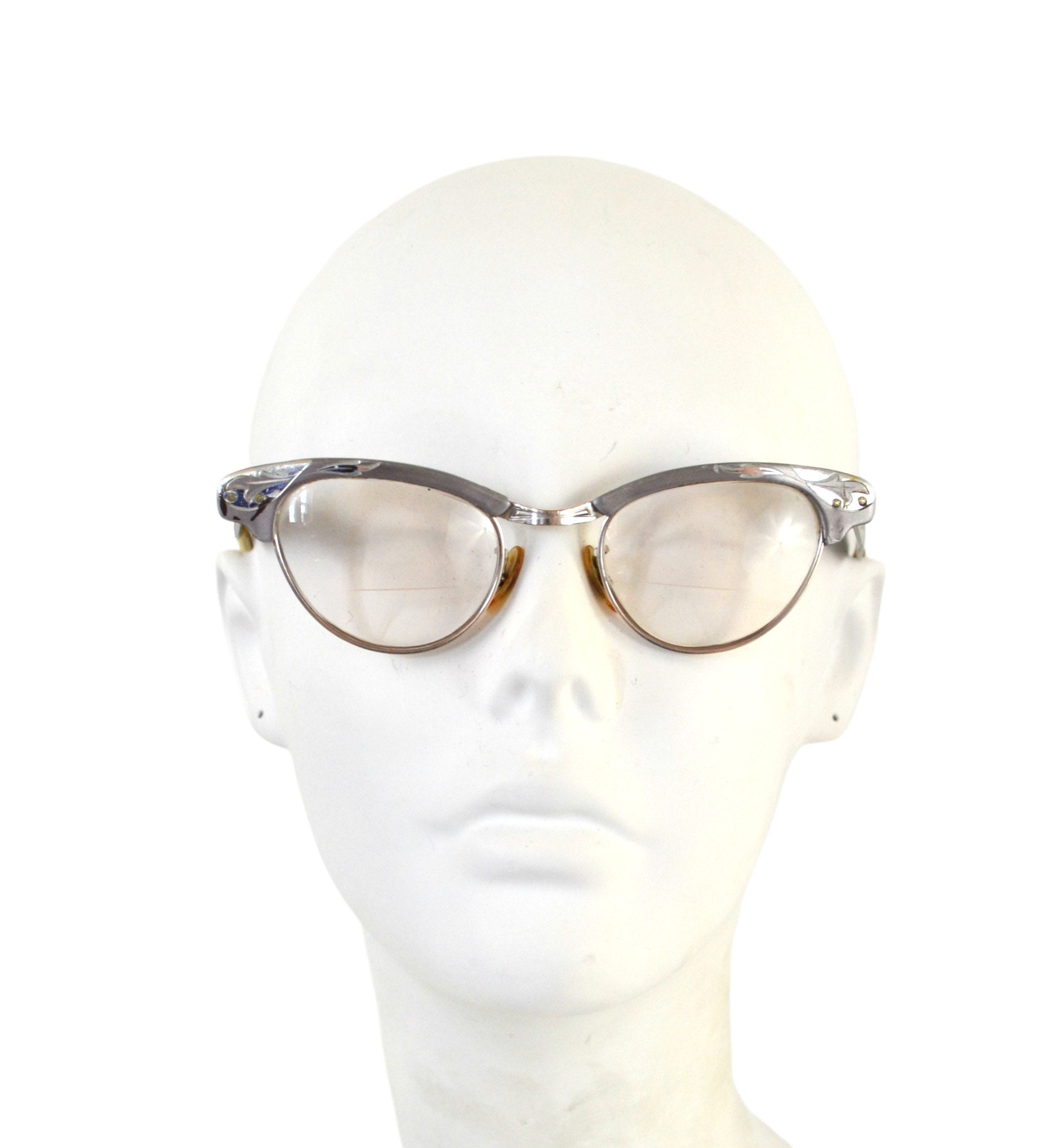 1950s/1960s Silver Tone Aluminum Frame Bi-focal Cat-eye 1950s/1960s Silver Tone Aluminum Frame Bi-focal Cat-eye