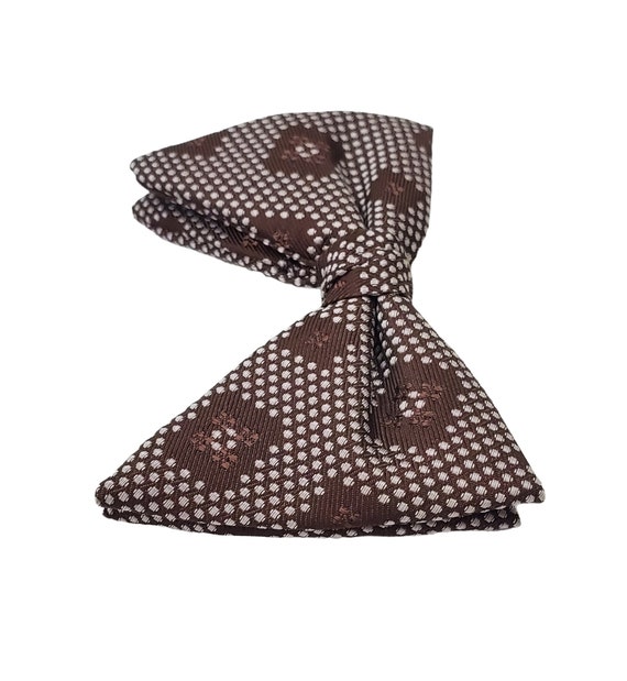 1970s Brown and White Square Geometric Bow Tie by… - image 4