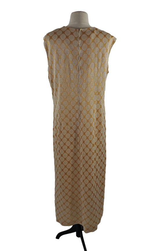 1960s/1970s Gold Metallic Polka Dot Shift Dress b… - image 5