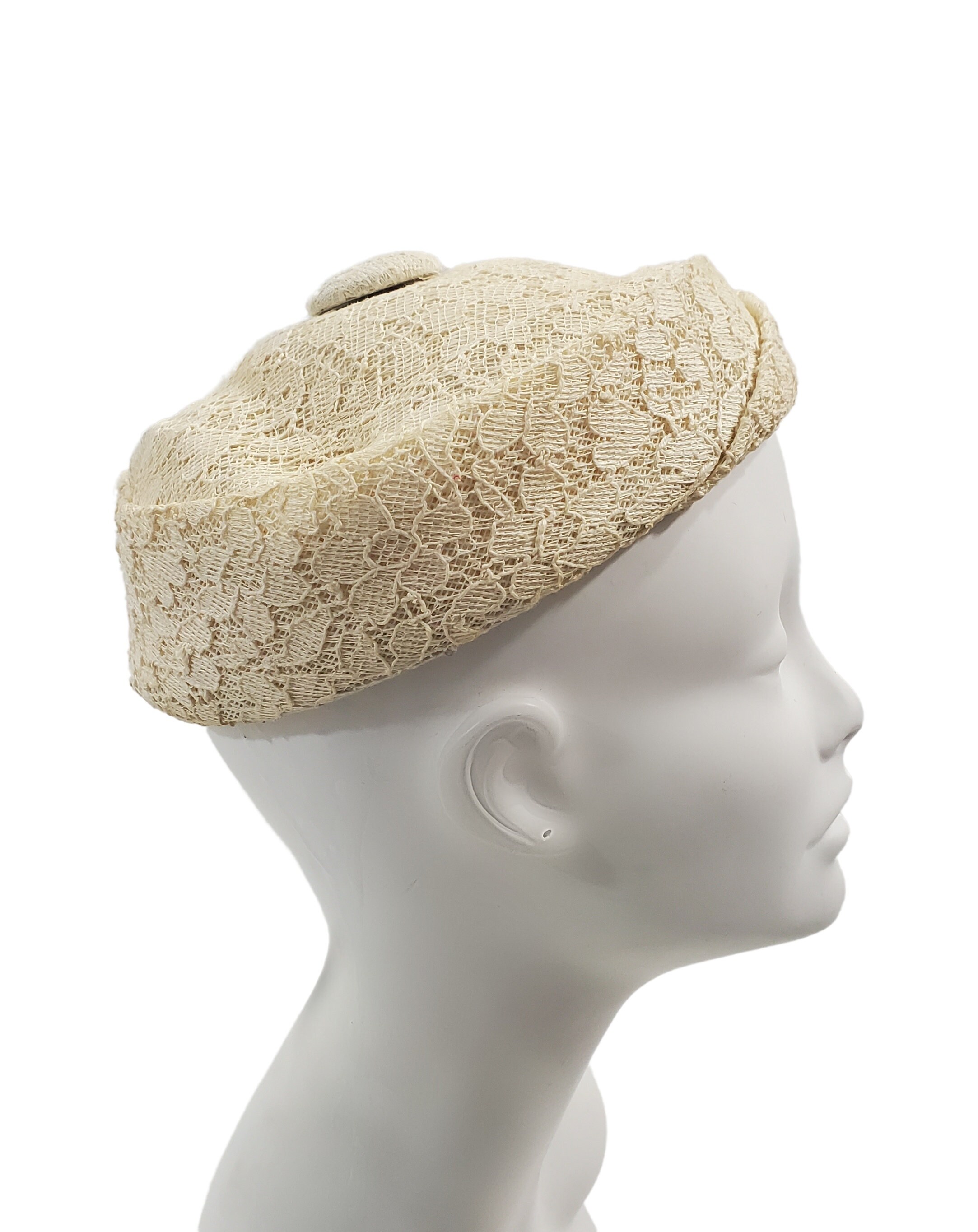 Vintage Cream Pillbox Hat, Floral Lace, Wedding/bridal - Etsy