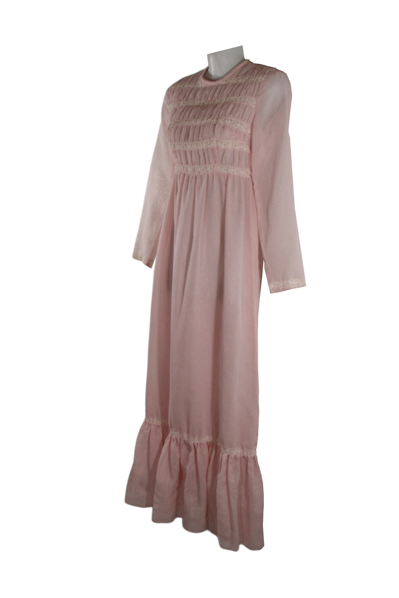 1970s Young Girls Pink Victorian Revival Dress by Vicky Vaugh Jrs image 5