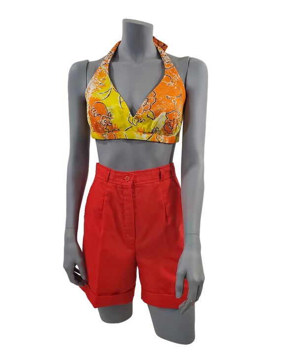 1970s Tomato Red High Waisted Shorts by Parsons P… - image 2