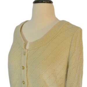 1960s Basic Cream Cardigan Sweater by Sears Jr Bazaar, XSmall image 3