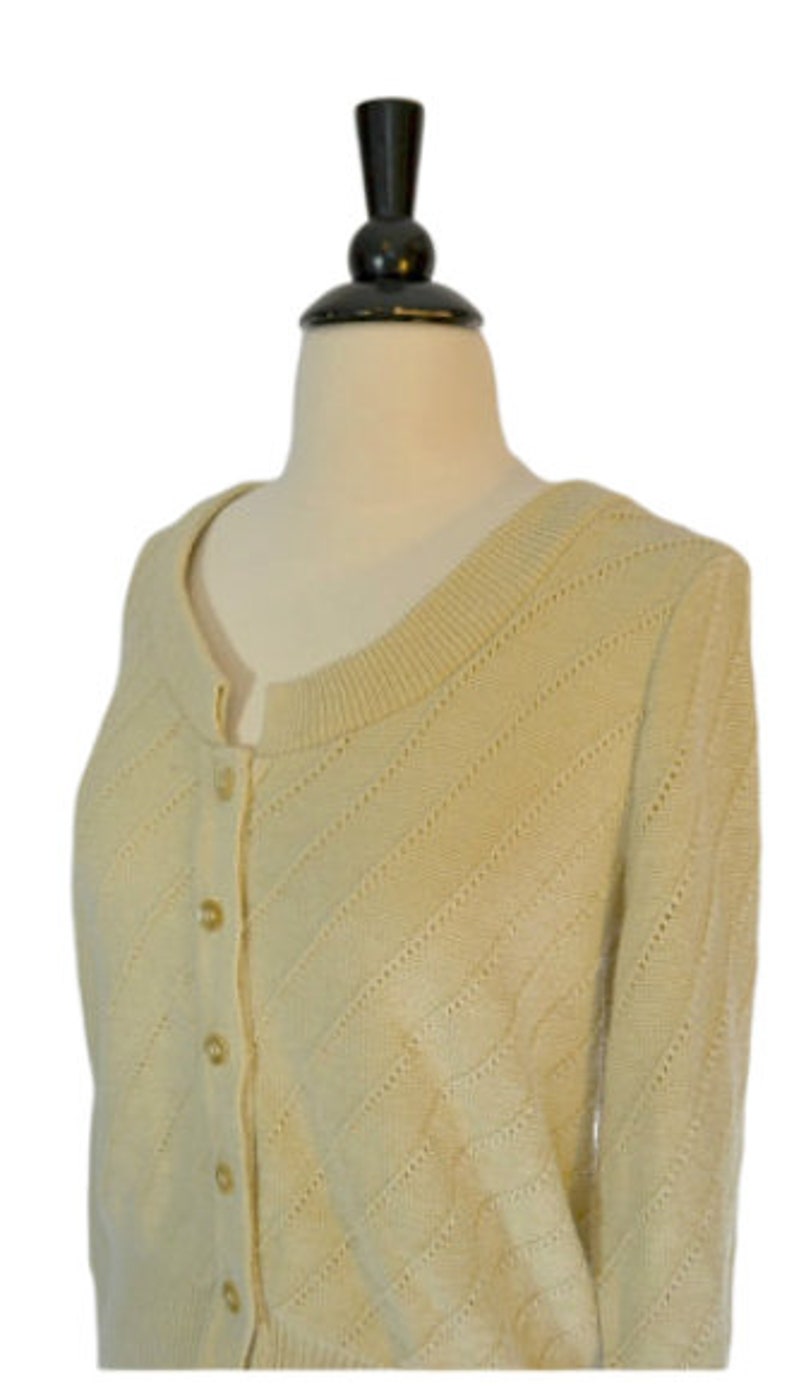 1960s Basic Cream Cardigan Sweater by Sears Jr Bazaar, XSmall image 3