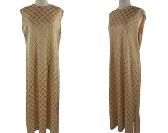 1960s/1970s Gold Metallic Polka Dot Shift Dress by Berkshire B-Tween