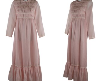 1970s Young Girls Pink Victorian Revival Dress by Vicky Vaugh Jrs