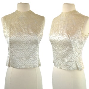 1960s Ivory Cream Sleeveless Blouse by Johnnye Jr