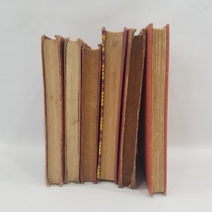 Vintage Red Book Decor, Stack of 6 Books, Red Book Bundle image 6