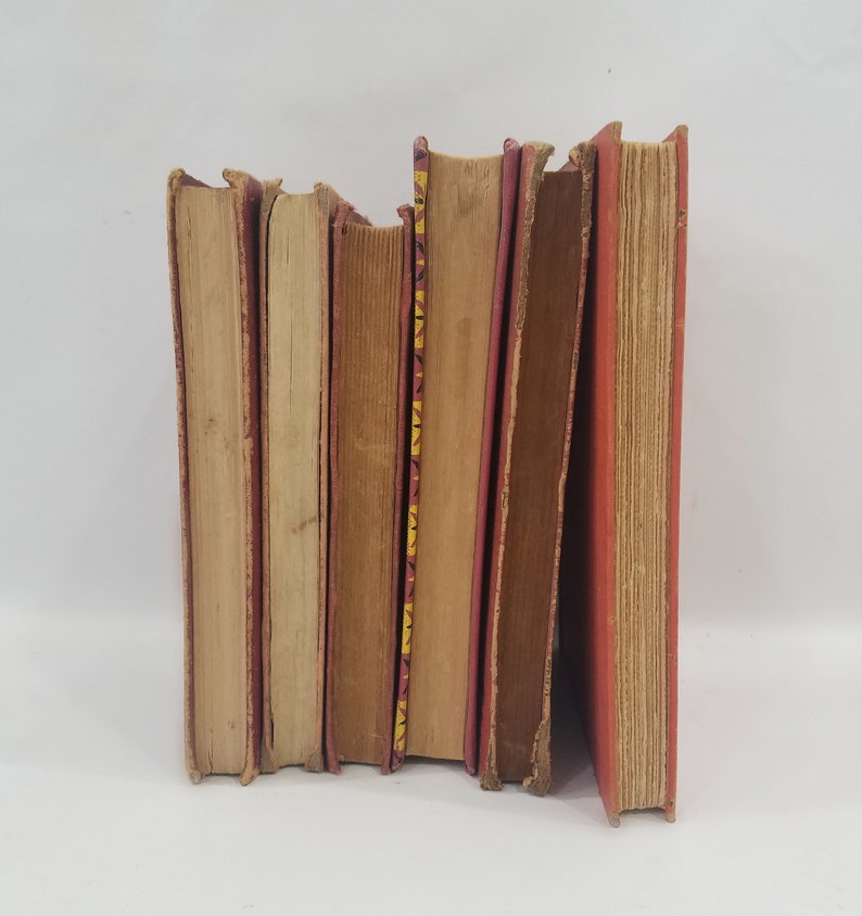Vintage Red Book Decor, Stack of 6 Books, Red Book Bundle image 6