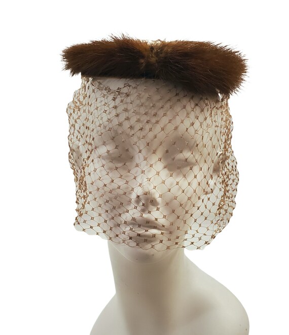 1950s Real Mink Fur and Bow Fascinator Hat, Cocktail Hat  display picture 2