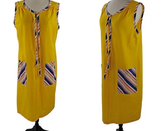 1970s Yellow Sleeveless Shift Dress by Sears Perma-Prest