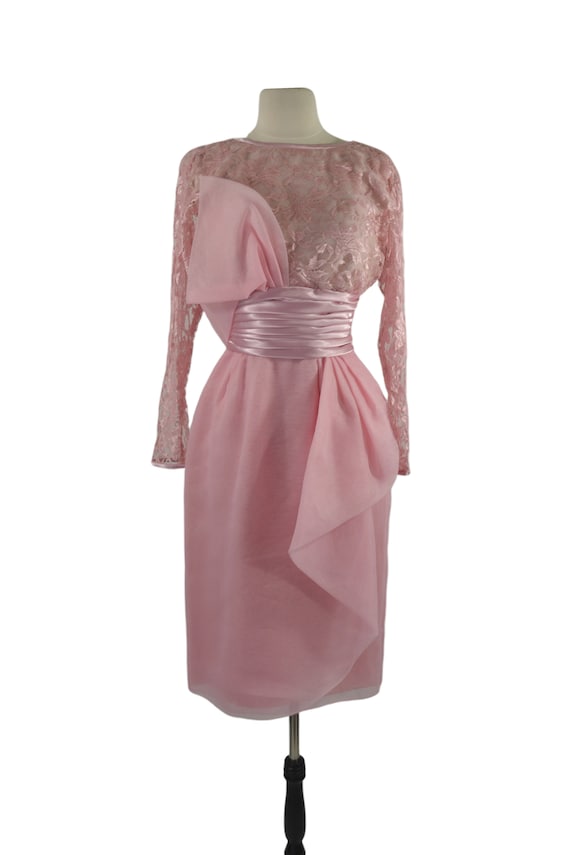 1980s Lace and Shimmery Sheer Pink Dress by Lilli… - image 2