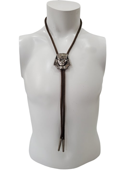 Vintage Silver Tone Egyptian Revival Bolo Tie