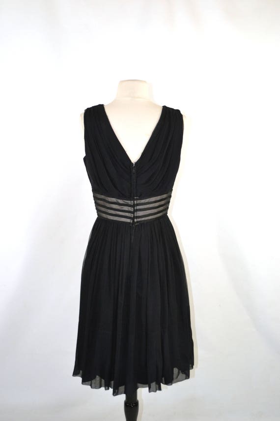 1950s/1960s Black Sleeveless Chiffon Dress by Car… - image 5