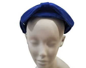 1950s Vintage Velvet Floral Fascinator Hat Navy Blue - Etsy display picture 3