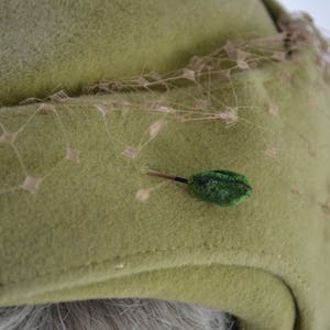 1950s Sage Green Imported Velour Fascinator/Cocktail Hat by Lisette Hochschild Kohn and Co image 8