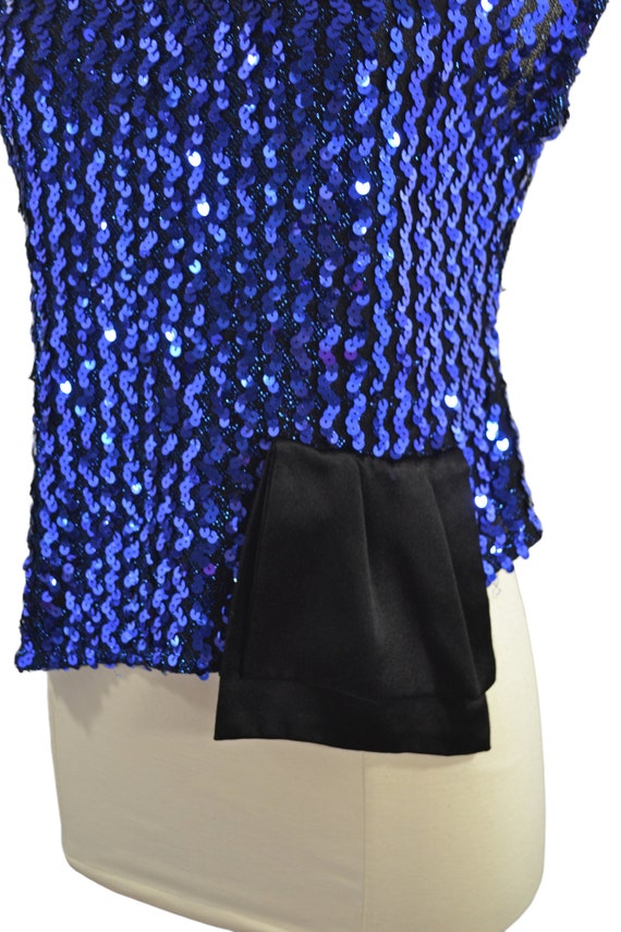 1980s Blue Sequin Sleeveless Blouse by Glenrob - image 8