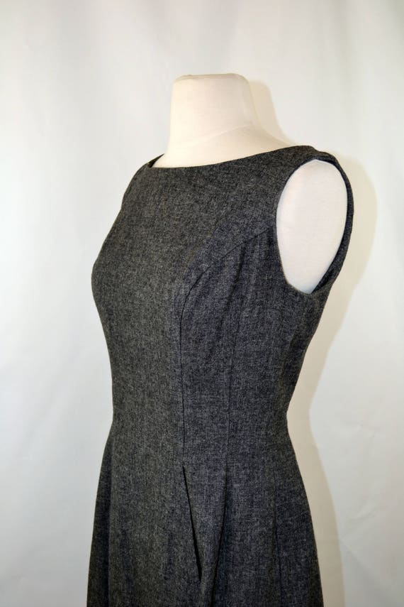 1960s Sleeveless Gray Wool Tea Length Dress by Jo… - image 3