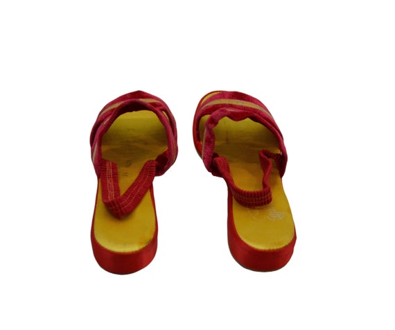 1970s Red and Gold Slingback Slippers by Martinelli, … - Gem