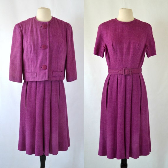purple tweed dress