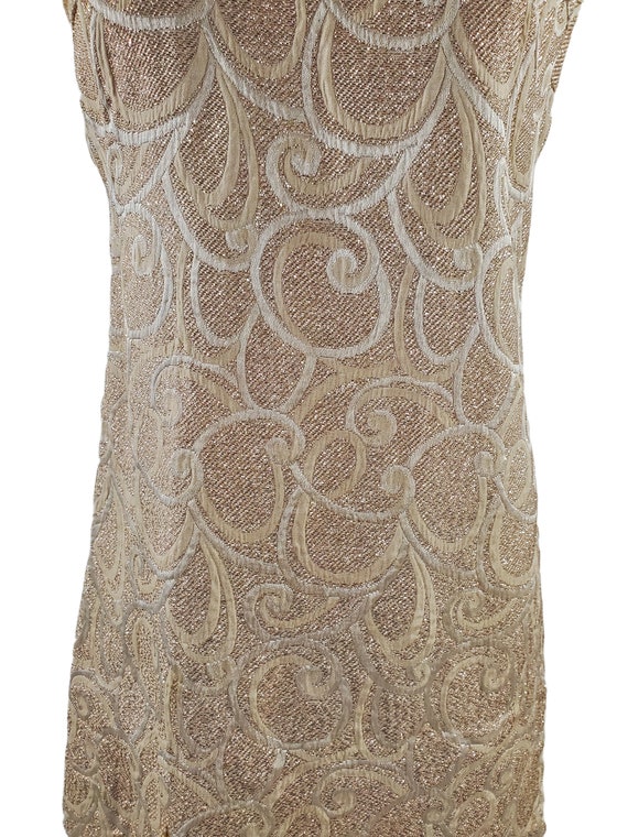 1960s Gold and Cream Metallic Brocade Mini Dress - image 7