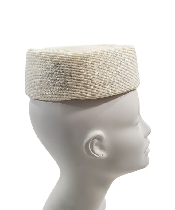 1950s/1960s Cream Raffia Pillbox Hat by Starling,… - image 5