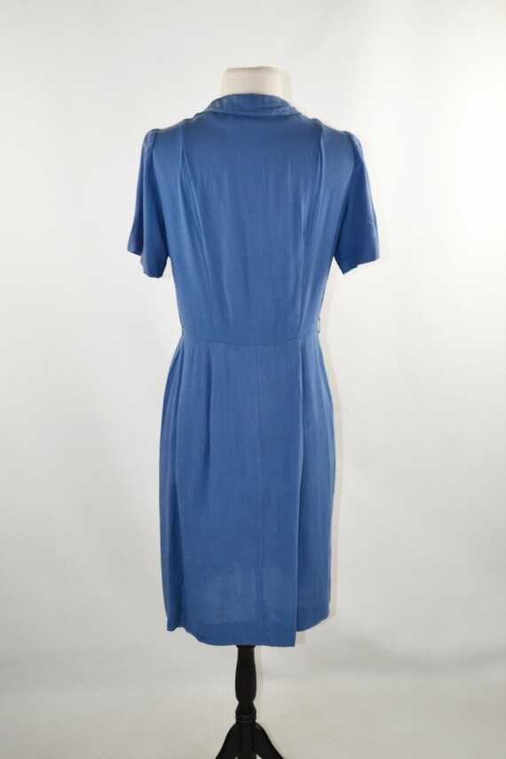 1950s Blue Linen Day Dress by Fashioned by Lampl,… - image 4