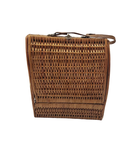 1960s/1970s Brown Rattan Basket Style Purse