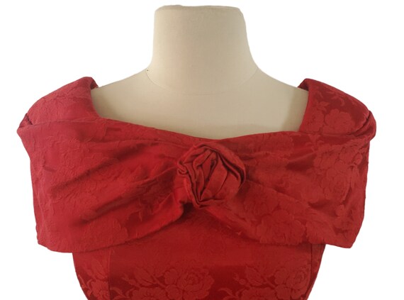 1990s Red Brocade Cocktail Dress by Mainframe, si… - image 7