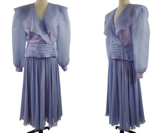 1980s Periwinkle Two Piece Formal Outfit by Cattiva Boutique by Ann Hobbs