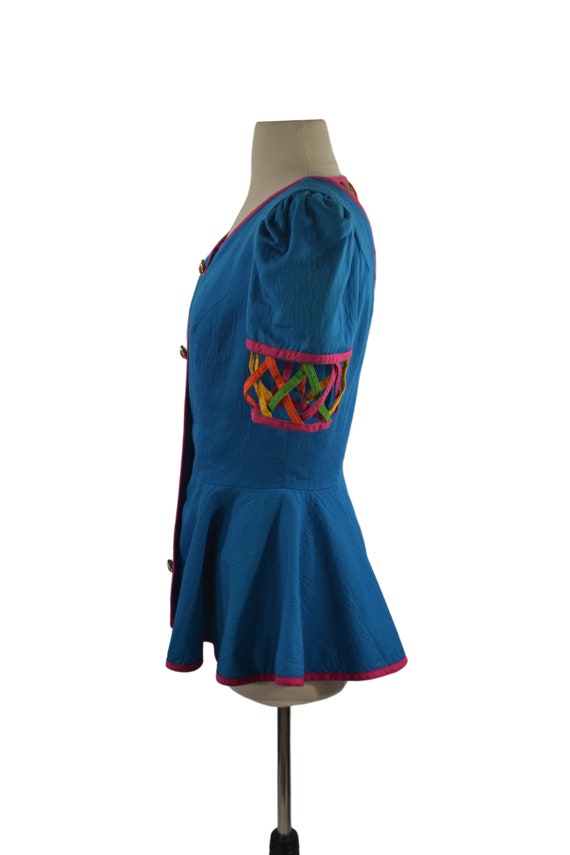 1980s Neon Blue Peplum Blazer by Jenna Benjamin - image 6