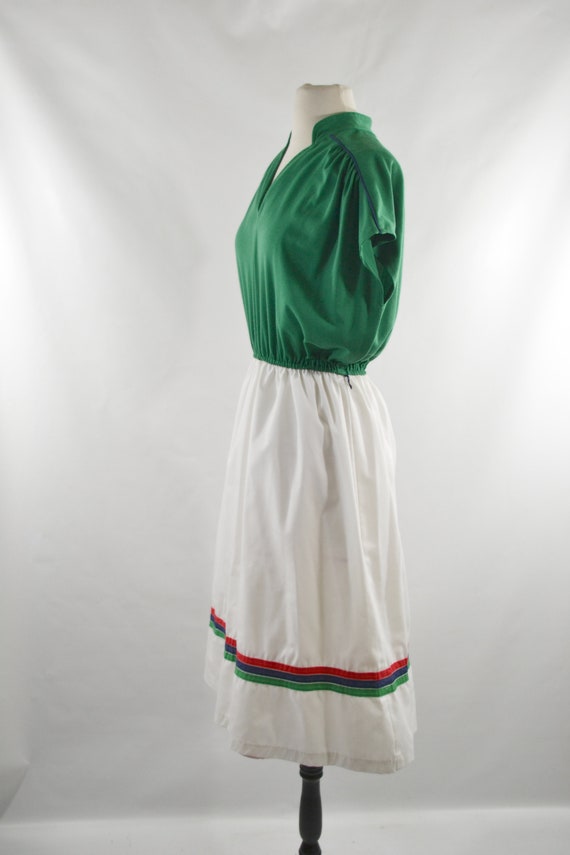 1960s/1970s Green and White Shirtwaist Style Day … - image 4