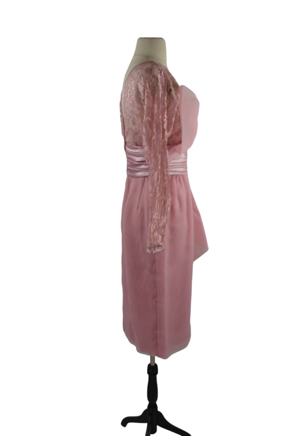 1980s Lace and Shimmery Sheer Pink Dress by Lilli… - image 4