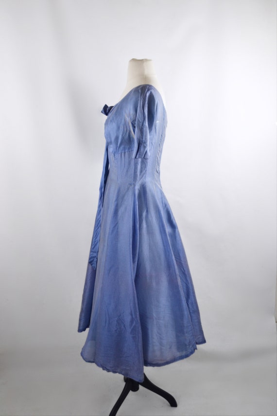 1950s Iridescent Blue Fit and Flare, Circle Skirt… - image 4