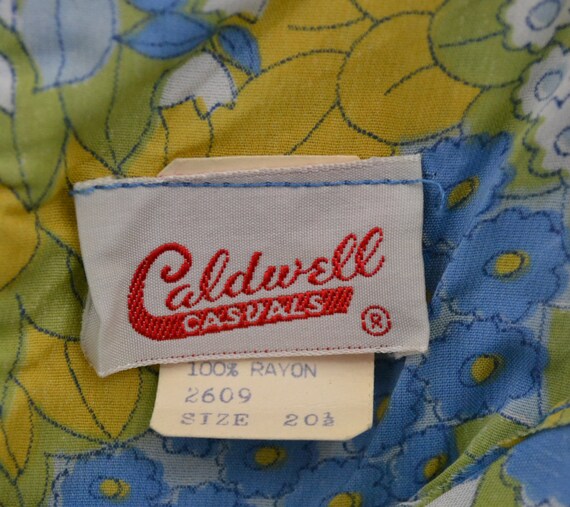 1950s NOS Blue, Green, Yellow and White Floral Pr… - image 7