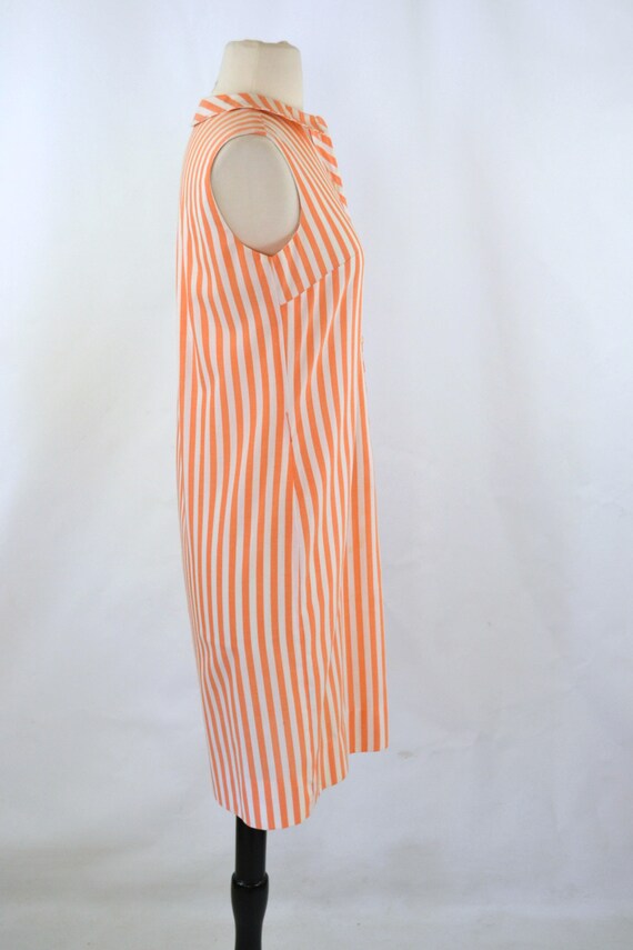 1960s Orange and White Vertical Stripe Shift Dres… - image 6