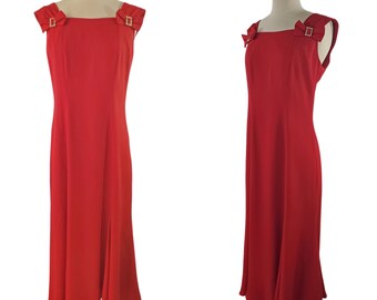 Jaren 80/90 NWT Rode mouwloze formele jurk/jurk van Julian Wilder