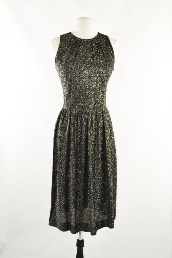 1960s Black and Silver Metallic Lurex Sleeveless … - image 2