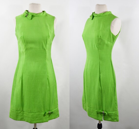 1960s MOD Lime Green Sleeveless Midi Dress