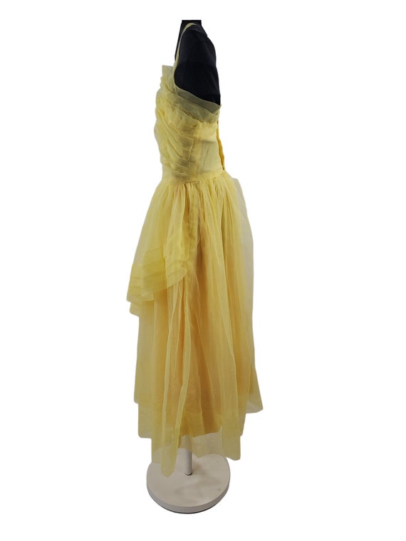 1950s/1960s Girls Yellow Sleeveless Frothy Tulle … - image 4