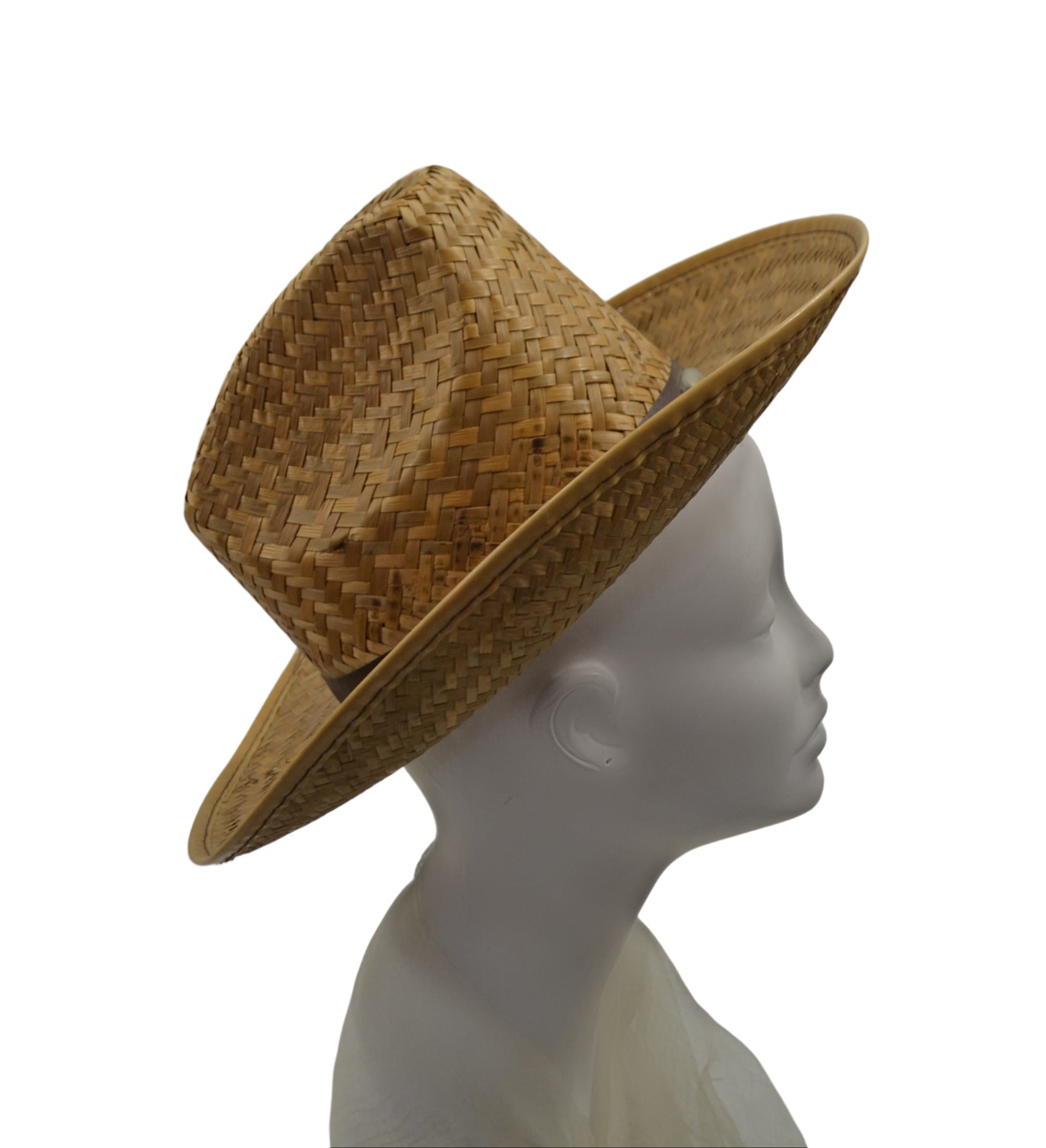 Vintage Western Straw Cowboy Hat Size L Made in Mexico Natural Bandora Cowboy Hat Made In Mexico Size 7 1/4 Or 58 Straw  main image 3