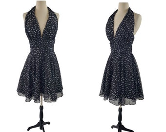 1980s/1990s Black and White Polka Dot Cocktail Dress by Late Edition Ltd