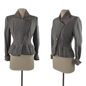 1960s Gray Military Style Jacket by Natalie Green, Needs TLC