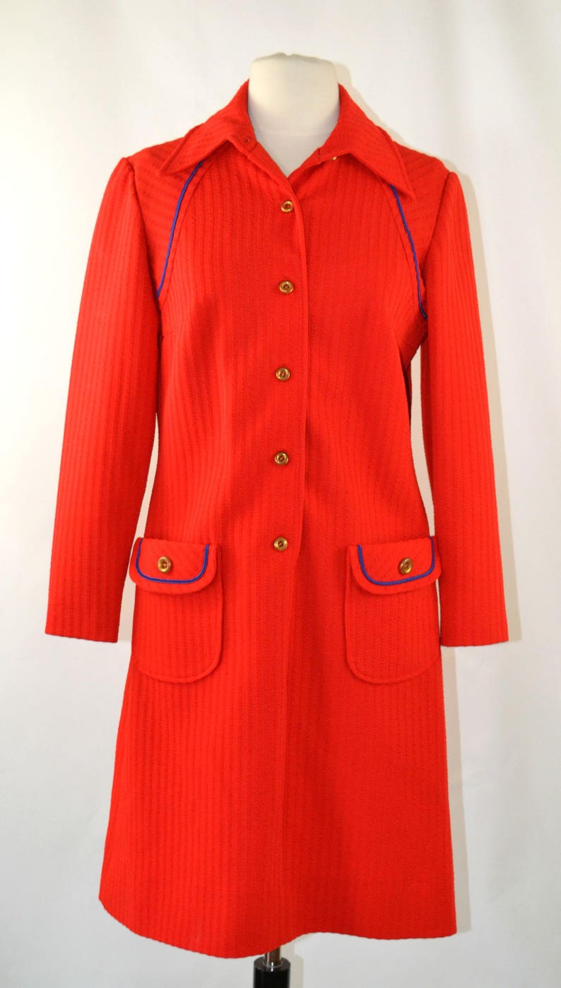 1960s Lipstick Red Ribbed Shift Coat Dress by Route One, Coast to Coast ...