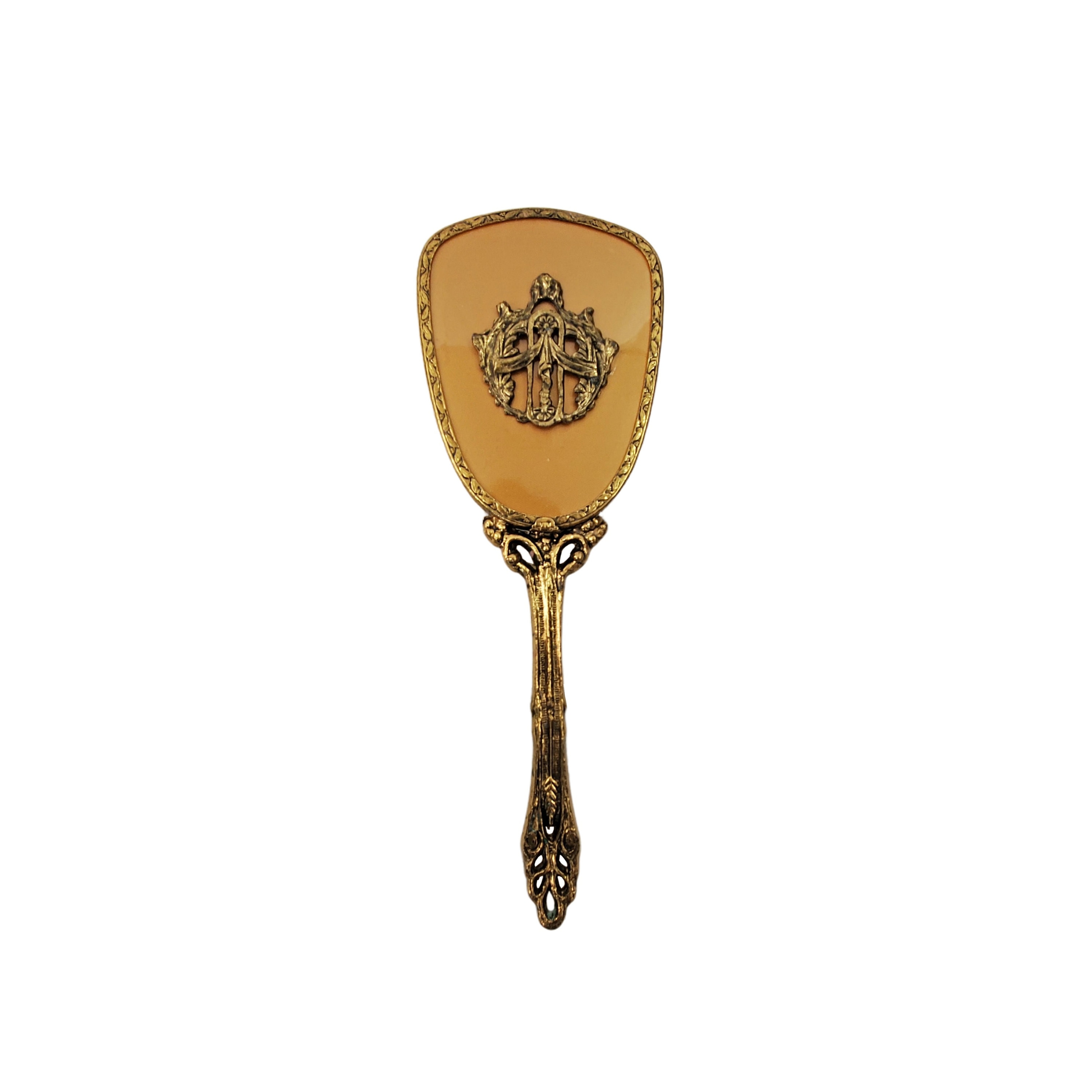 Vintage Gold Tone Ormolu Vanity Hair Brush With Gold Floral  display picture 2