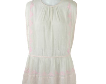 1930s Vintage Girls Pale Pink Drop Waist Pillowcase Slip Dress, Needs TLC