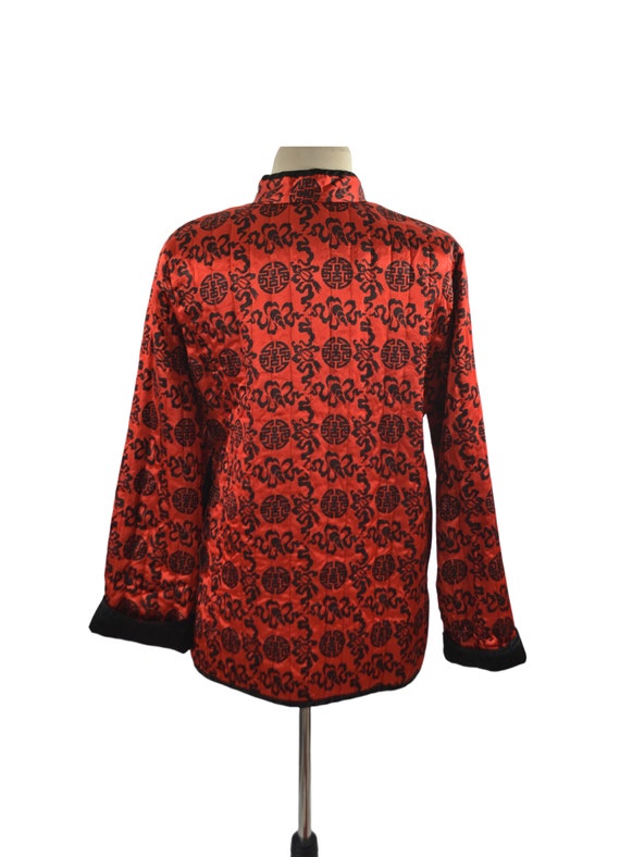 1970s/1980s Red and Black Asian Inspired Quilted … - image 5